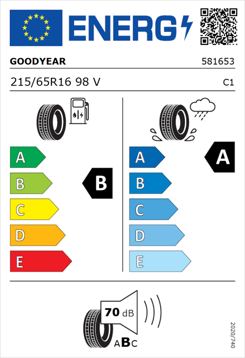 Tyre Label for Goodyear EfficientGrip 2 SUV 215/65R16 98V