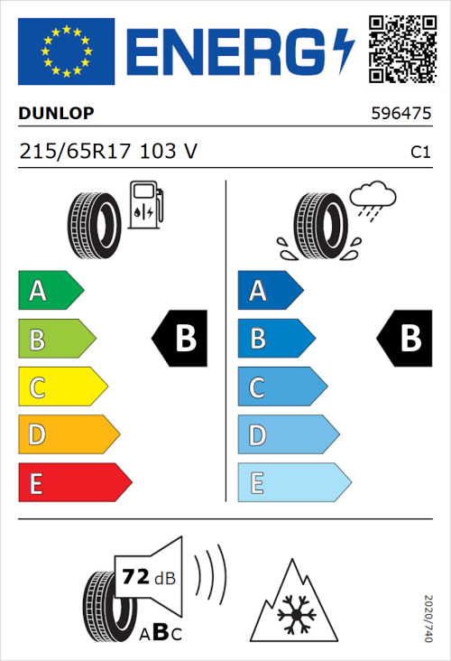 Tyre Label for Dunlop All Season 2 215/65R17 103V
