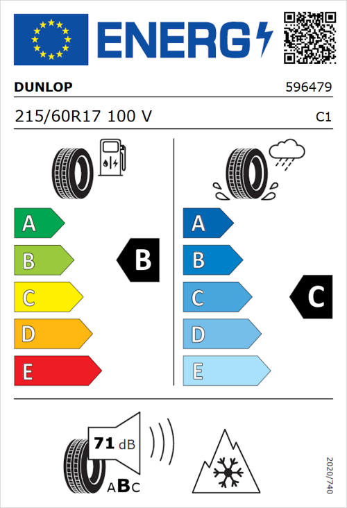 Tyre Label for Dunlop All Season 2 215/60R17 100V